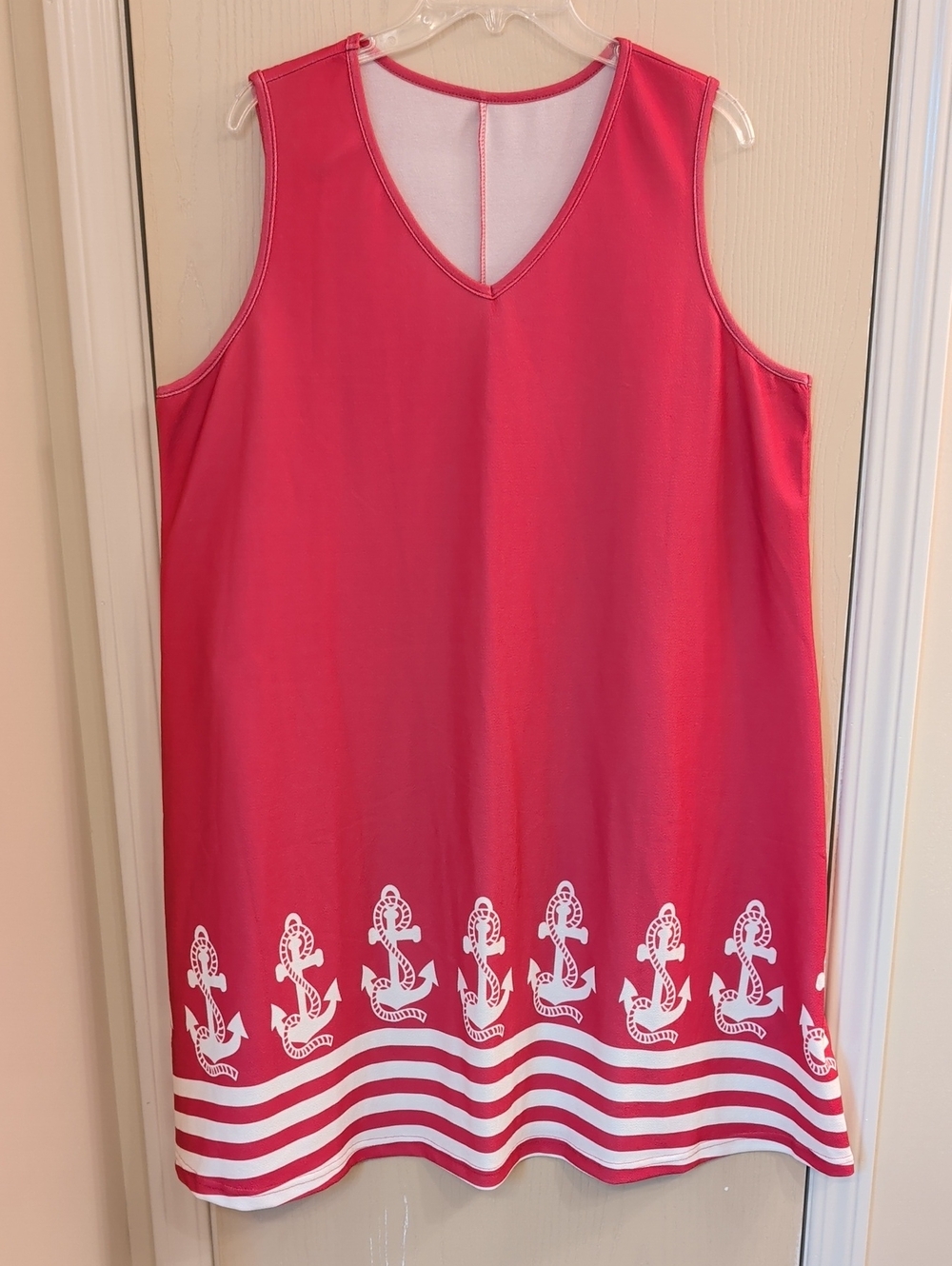 SHEIN Curve Nautical Anchor A-Line Dress Pink 2XL